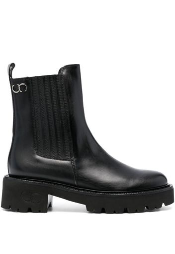 Casadei logo-plaque 50mm leather ankle boots - Nero