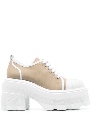 Casadei high-block heel leather trainers - Marrone