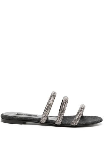 Casadei crystal-embellished flat sandals - Nero