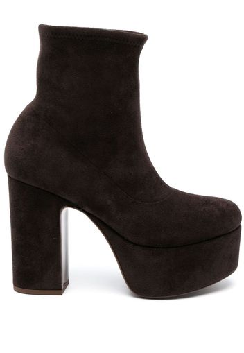 Casadei Isa 115mm platform boots - Marrone