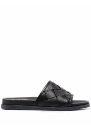 Casadei interwoven leather sliders - 0000 BLACK