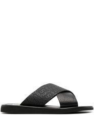 Casadei embossed-monogram leather slides - Nero