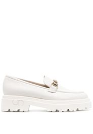 Casadei logo-engraved hardware leather mocassins - Bianco