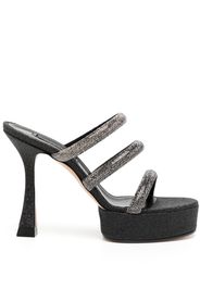 Casadei rhinestone-strap heeled mule sandals - Nero