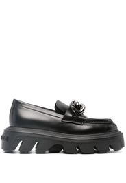 Casadei chain-link leather loafers - Nero