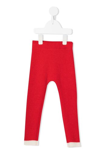 Cashmere in Love Kids Leggings con bordo a contrasto - Rosso