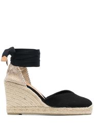 CASTAÑER ankle-tied espadrille wedges - Nero