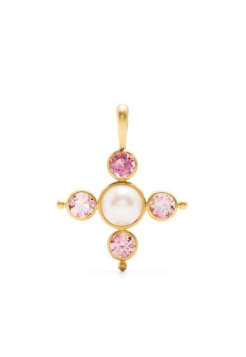 Cathy Waterman 22kt gold Akoya pearl and pink tourmaline pendant - Rosa