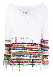 CAVIA frayed-detail knitted jumper - Bianco