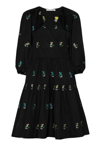 Mirabelle floral-embroidered wrap dress