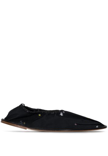 Cecilie Bahnsen floral-embroidered ballerina shoes - Nero