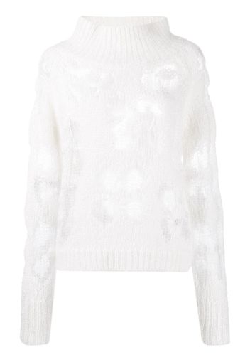 Cecilie Bahnsen distressed-effect roll-neck jumper - Bianco