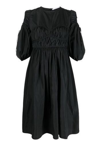 Cecilie Bahnsen ruched puff-sleeve midi dress - Nero