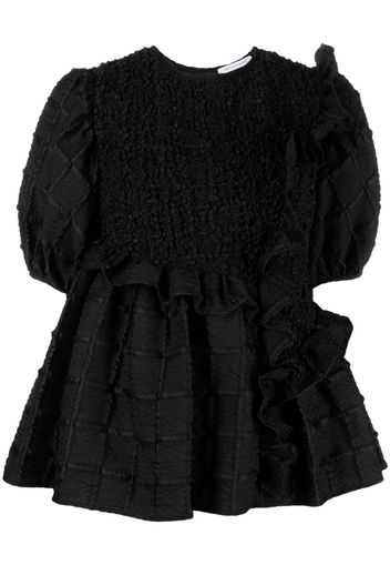 Cecilie Bahnsen puff-sleeve bouclé blouse - Nero