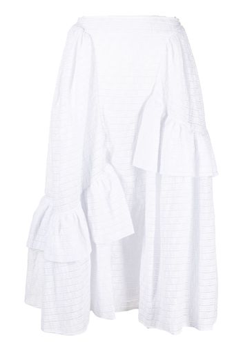 Cecilie Bahnsen ruffle-detail midi skirt - Bianco
