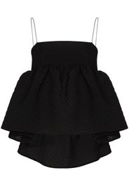 Cecilie Bahnsen Selena ruffled textured top - Nero