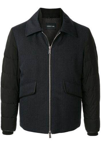 quilted sleeve colour-block jacket