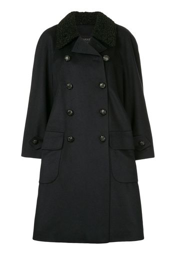 collar appliqué double-breasted coat