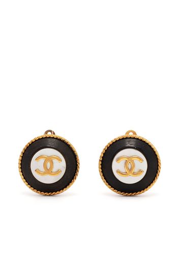 Chanel Pre-Owned 1993 CC button clip-on earrings - Nero