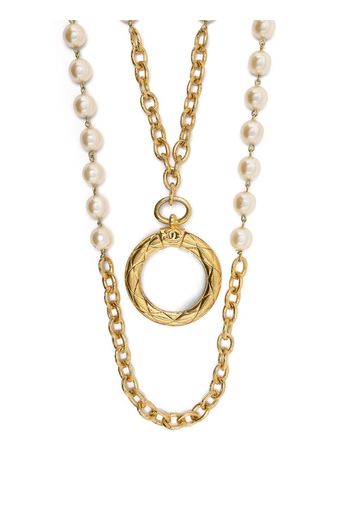 Chanel Pre-Owned pearl-embellished double-chain necklace - Oro