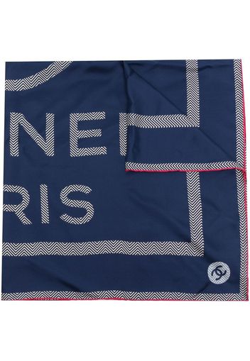 Chanel Pre-Owned logo print silk scarf - Blu