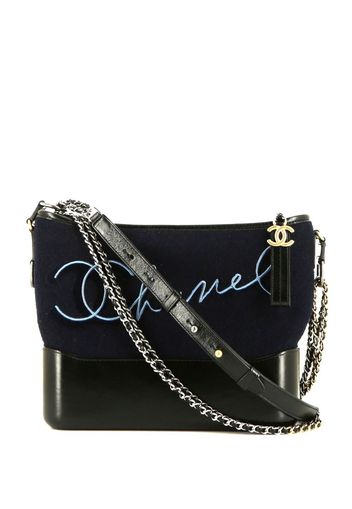 Chanel Pre-Owned Chanel Gabrielle Collection Paris-Hamburg shoulder bag in navy blue whool and black leather