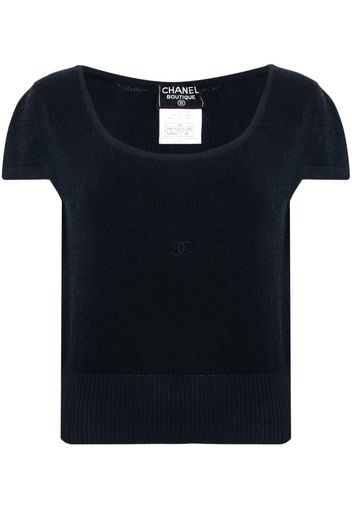 Chanel Pre-Owned 1996-1997 logo knit top - Blu