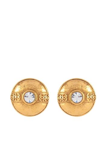 Chanel Pre-Owned 1984 CC crystal-embellished clip-on earrings - Oro