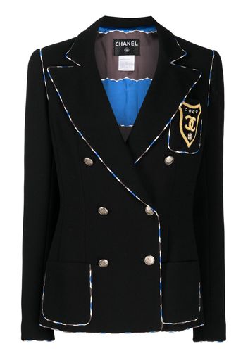 CHANEL Pre-Owned 2005 logo-patch double breasted blazer - Nero