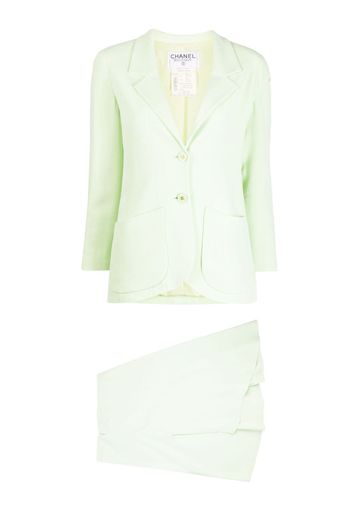 CHANEL Pre-Owned Tailleur monopetto con gonna 1994 - Verde