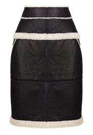 Chanel Pre-Owned shearling-trimmed leather skirt - Nero