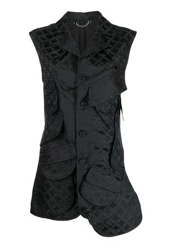 Charles Jeffrey Loverboy multi-pocket jacquard longline waistcoat - Nero