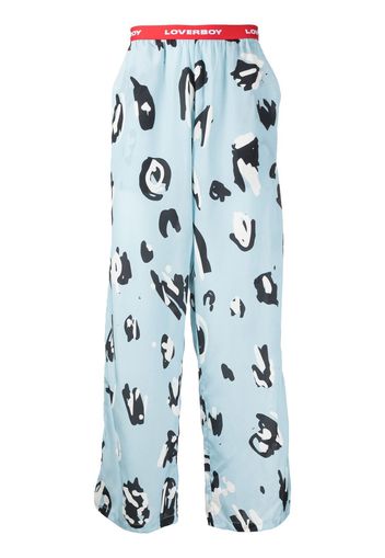 Charles Jeffrey Loverboy abstract-print logo-waist trousers - Blu