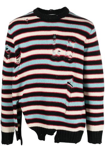 CHARLES JEFFREY LOVERBOY distressed-effect striped jumper - Nero