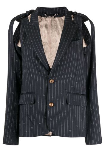 Charles Jeffrey Loverboy Blazer gessato con dettaglio cut-out - Blu