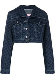 Charles Jeffrey Loverboy cropped monogram-print denim jacket - Blu