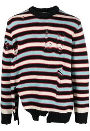 CHARLES JEFFREY LOVERBOY distressed-effect striped jumper - Nero