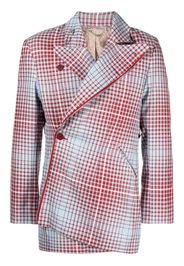 Charles Jeffrey Loverboy asymmetric checkered singled-breasted blazer - Blu