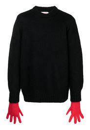 Charles Jeffrey Loverboy glove-sleeves waffle-knit jumper - Nero