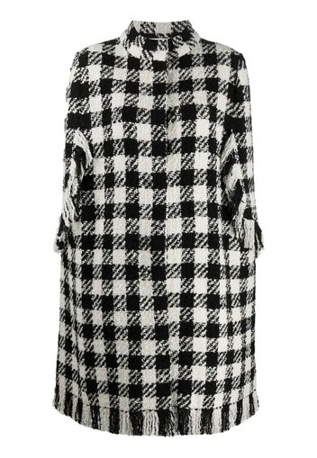 checked cape coat