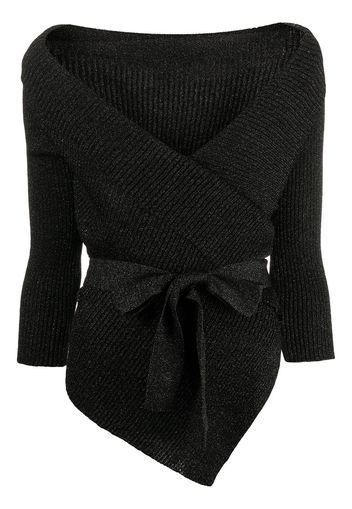 Charlott wrap-tie knitted cardigan - Nero