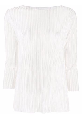 Charlott pleated boat-neck top - Bianco