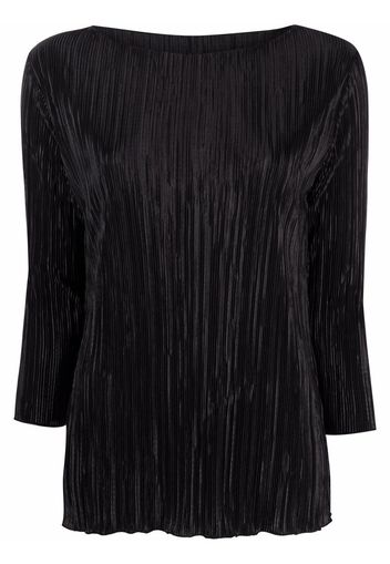 Charlott pleated boat-neck blouse - Nero