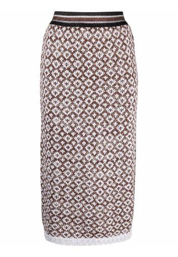 Charlott patterned-knit pencil skirt - Marrone