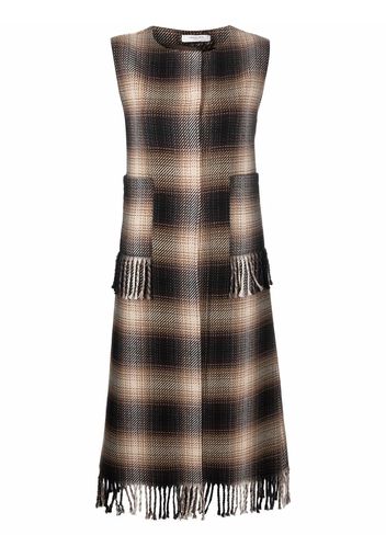 Charlott check sleeveless coat - Marrone