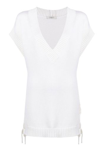 Charlott ribbed-knit V-neck top - Bianco