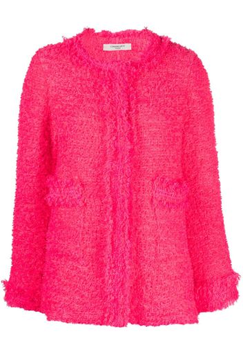 Charlott round-neck frayed tweed jacket - Rosa