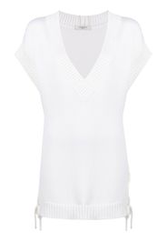 Charlott ribbed-knit V-neck top - Bianco