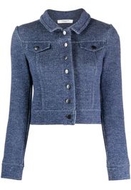 Charlott cropped button-up wool jacket - Blu