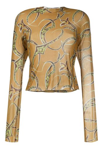 sheer abstract print top